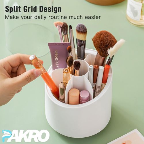 360° Rotating Makeup Brush Storage Box Portable Desktop Cosmetic Organizer