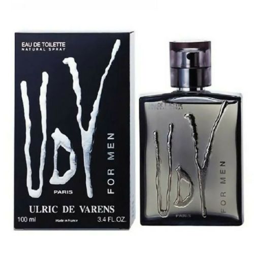 Ulric de Varens perfume bottle and packaging on a white background