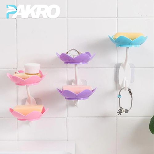 Wall Mounted Double Layer Flower Shaped Soap Holder (Random Color)