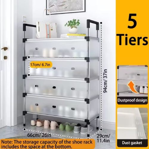 Multi Layer Dustproof Shoe Rack Organizer With Cover Foldable Shoe Storage Cabinet
