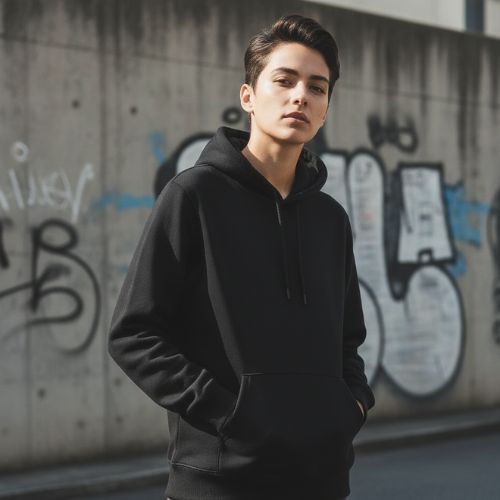 Black Polyester Hoodie – Warm, Soft & Stylish