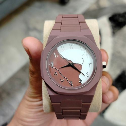 Brown And White Aura Watch Elegant Stylish Design Comfortable & Clear Display