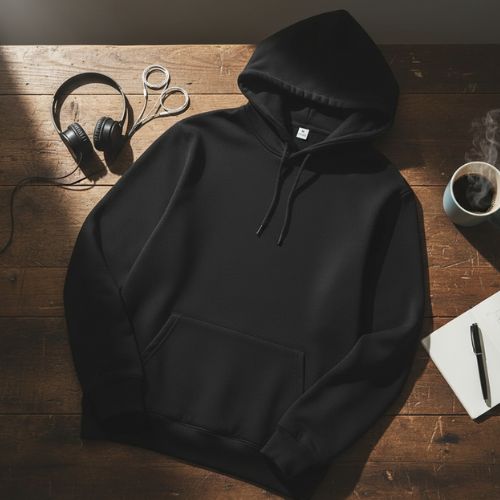 Black Polyester Hoodie – Warm, Soft & Stylish