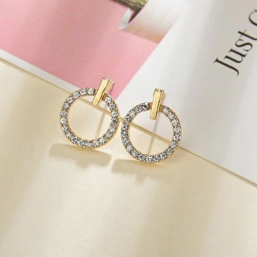 Circle Zircon Korean Earrings - Golden - Silver - ZVT-168