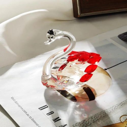 Crystal Swan Decor Glass Figurine for Home Symbol of Love