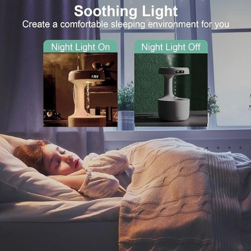 Anti-Gravity Cool Mist Humidifier With Clock & Aroma Diffuser For Home & Office