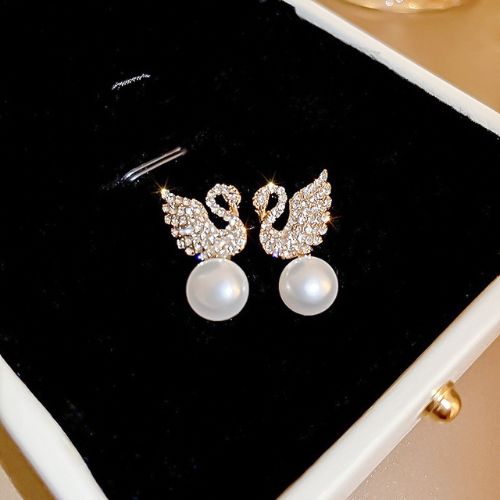 Golden - Swan Pearl Earrings - ZJE-911