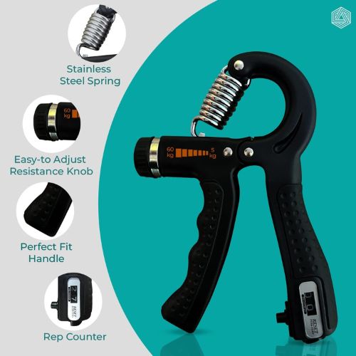 Adjustable Exerciser Hand Gripper With Counter Strengthener