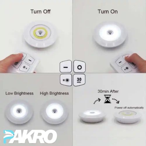 Set Of 3 LED Lamps With Remote Control, Battery Operated Multi Purpose