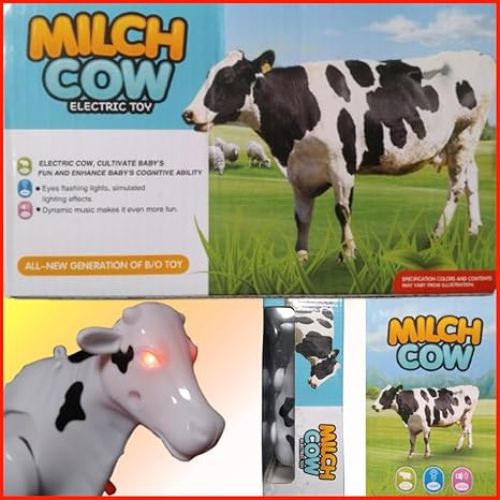 Electric Drive Milch Cow Toy for Kids - 1 Pc, Black & White, Fun for Boys & Girls