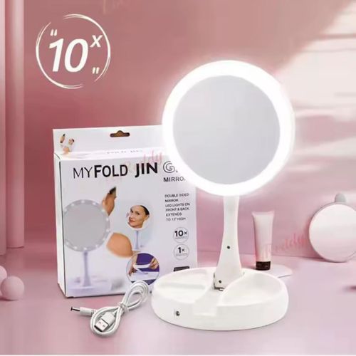 10X Magnifying LED Makeup Mirror with Light – Dual-Sided Round Mirror