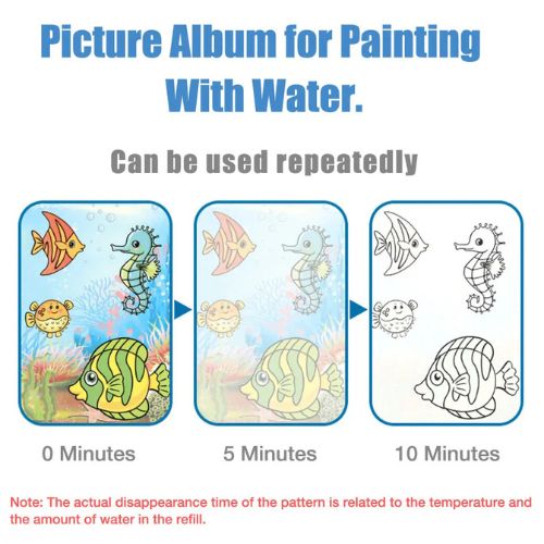 Magic Water Drawing Book with pen for kids Reusable