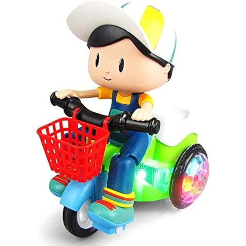 Musical Stunt Tricycle Toy Bike for Kids with 360° Rotation, 3D Flashing Lights