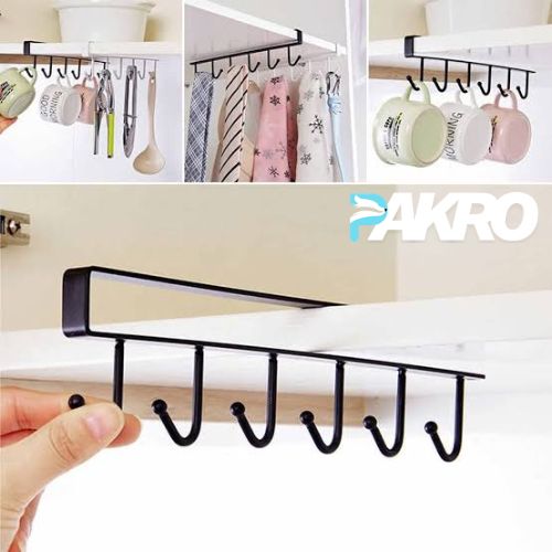 6-Hook Cup & Mug Holder – Cabinet Shelf