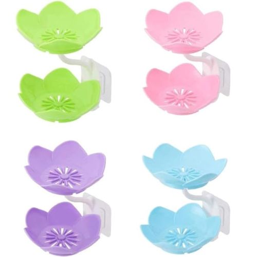 Wall Mounted Double Layer Flower Shaped Soap Holder (Random Color)