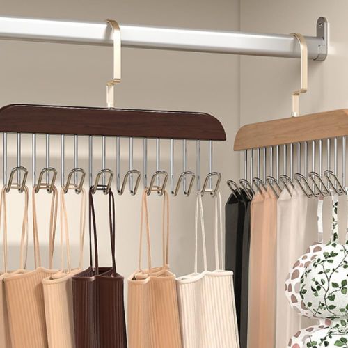 8 Hooks Multi-function Wooden Caps, Belts, Tie Hanger – Strong No Trace Storage Rack