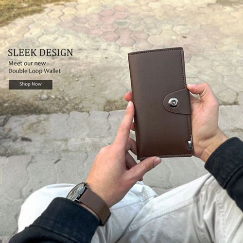 Tri-Fold Pure Leather Long Wallet