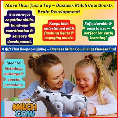 Electric Drive Milch Cow Toy for Kids - 1 Pc, Black & White, Fun for Boys & Girls