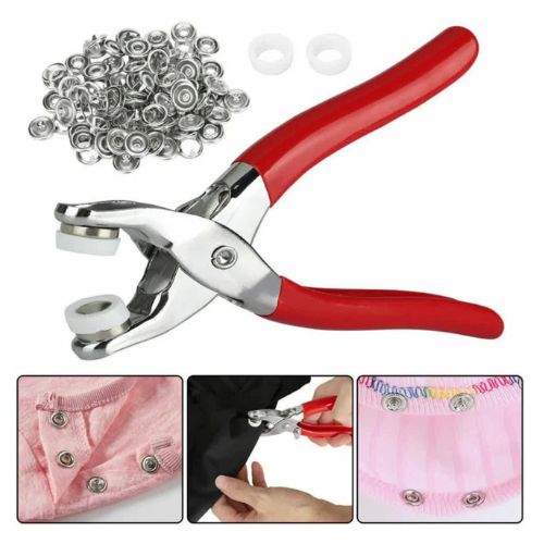 Hand Press Button Plier – Heavy Duty Metal Body with 50 Snap Buttons