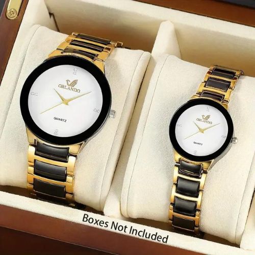 Couple Watch Stylish for Him & Her - New Arrived Cool Black & Gold