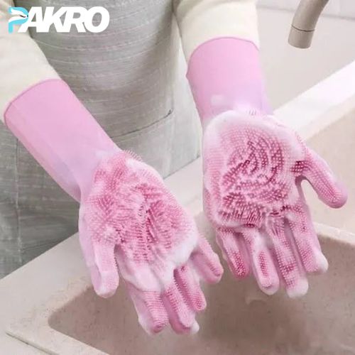 Magic Reusable Silicone Gloves with Wash Scrubber