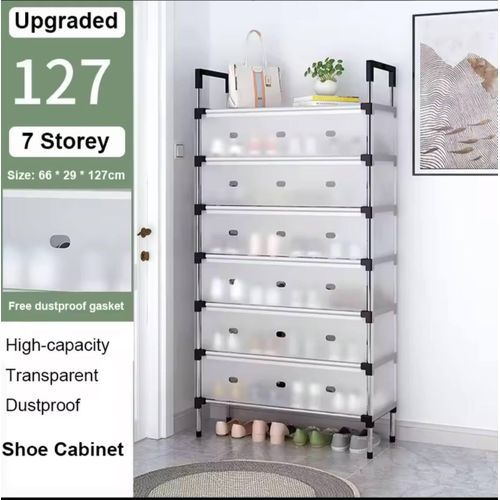 Multi Layer Dustproof Shoe Rack Organizer With Cover Foldable Shoe Storage Cabinet