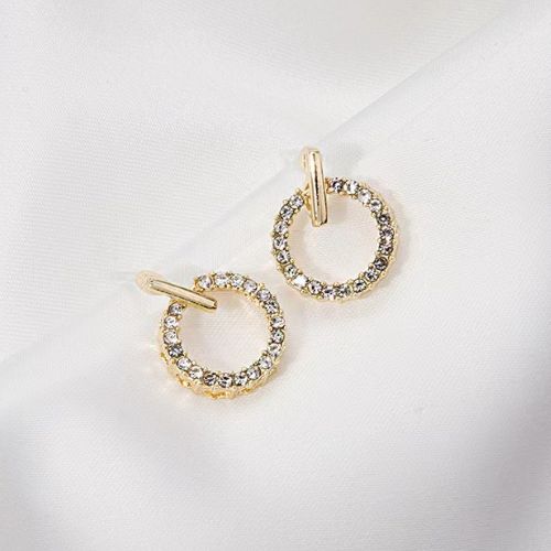 Circle Zircon Korean Earrings - Golden - Silver - ZVT-168