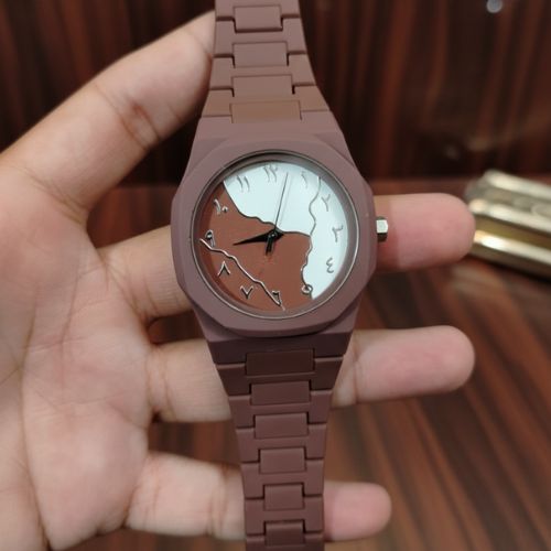 Brown And White Aura Watch Elegant Stylish Design Comfortable & Clear Display