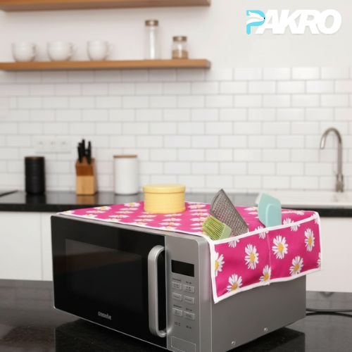 Microwave Oven Cover With Storage Pockets