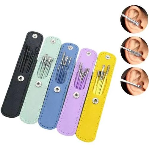 6 Pcs Stainless Steel Ear Wax Removal Kit with Case