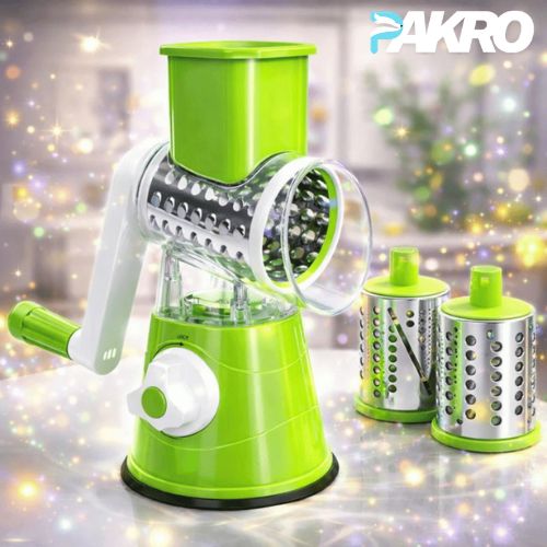 Manual 3‑in‑1 Vegetable Cutter & Drum Grater | Round Slicer