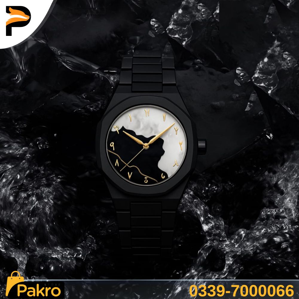 Black Aura Watch Elegant Design - Black and White Dial - Pakro Store