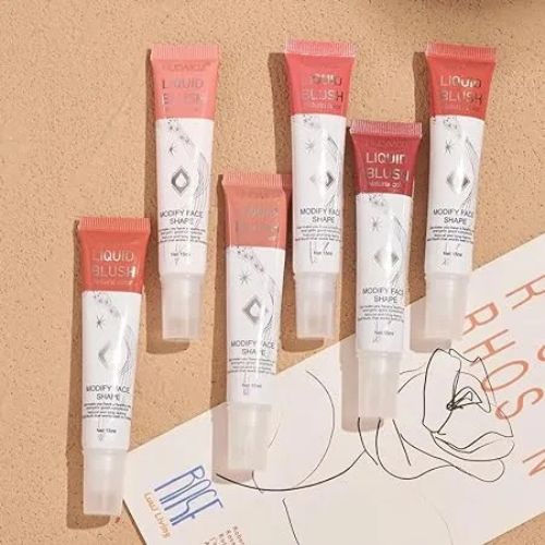 Pack of 6 - Hudamoji Liquid Blush Natural Colors Makeup Blush for Cheek Matte Finish