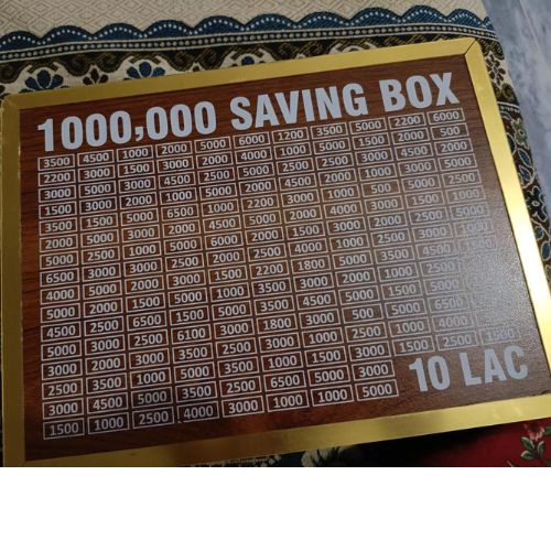 10 Lakh Money Saving Box – Wooden 1000000 Target Chart - Durable Money Box