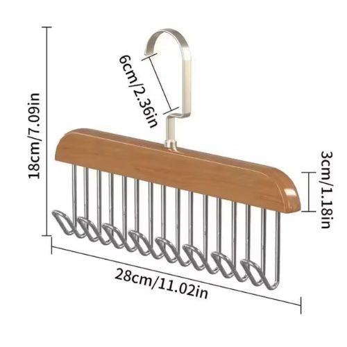 8 Hooks Multi-function Wooden Caps, Belts, Tie Hanger – Strong No Trace Storage Rack