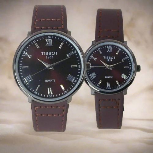 Stylish Unisex Analogue Couple Leather Watch - Water Resistant