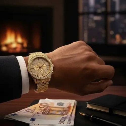 Luxury Gold Couple Watch – Diamond-Studded Wristwatches for Him & Her