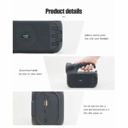 Gts-2068 - 3 Inch Solar Portable Speaker With Led Torch Light