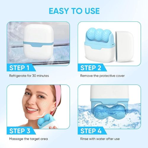 2 In 1 - Hello Face Ice Roller Facial Massage 2 Shape Heads