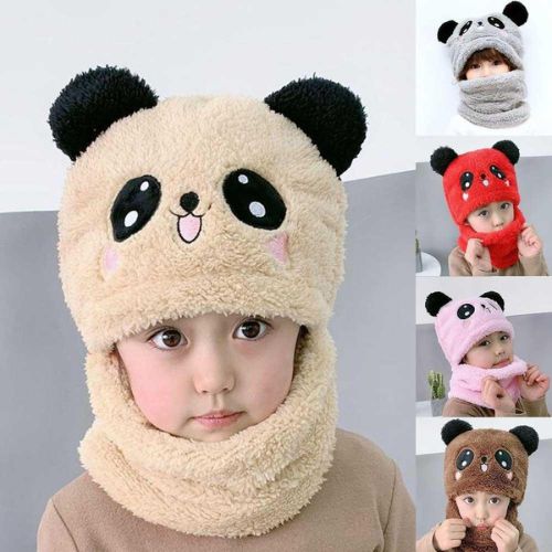 Winter Baby Cap - Soft Velvet with Cartoon Panda and Rabbit Design