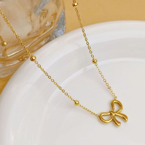 QCT-176 Knot Shape Ball Stainless Steel Necklace