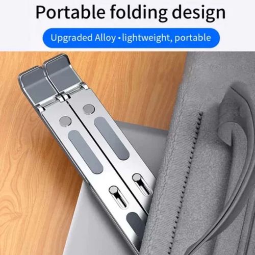 Portable Aluminum Laptop Metal Stand - Adjustable Height Folding Holder