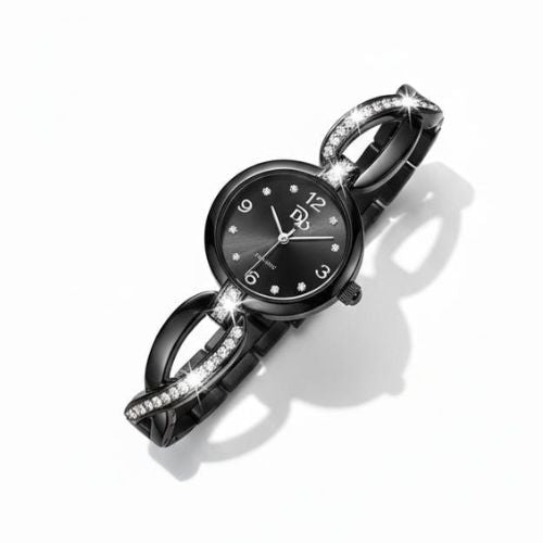 Elegant Zircon Korean Watch - Golden & Black - RTJ-181