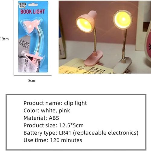 Mini Book Light with Clip – Portable LED Reading Lamp, Travel Bedroom Night Light