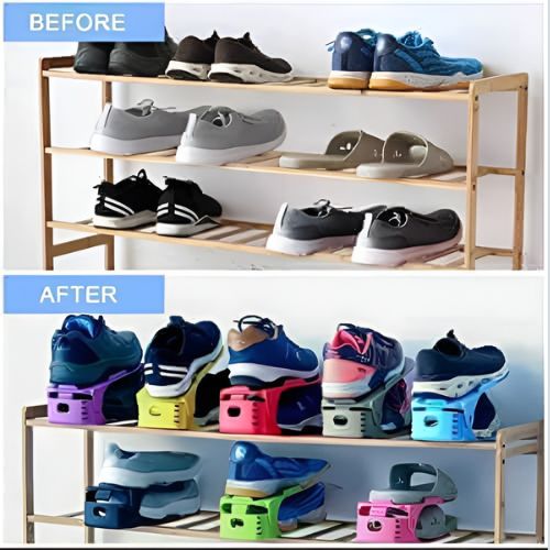 Pack of 2 Double Layer Adjustable Shoe Bracket Storage Shoe Rack