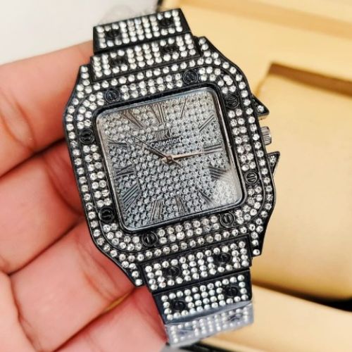 Ladies Stylish Stone Watch | Premium Crystal Dial New Arrival