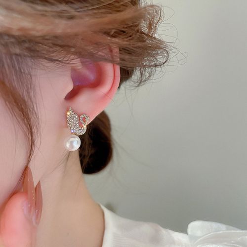 Golden - Swan Pearl Earrings - ZJE-911