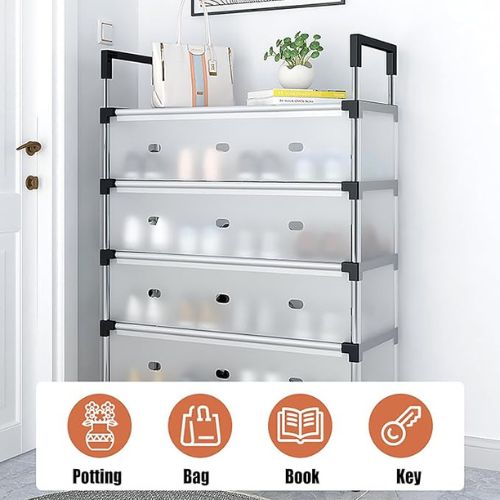 Multi Layer Dustproof Shoe Rack Organizer With Cover Foldable Shoe Storage Cabinet