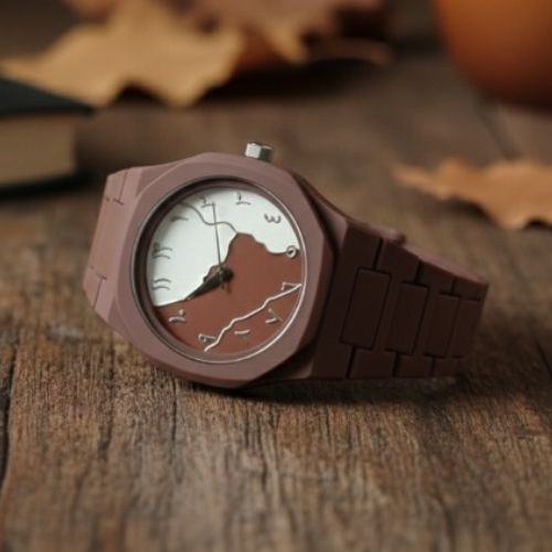 Brown And White Aura Watch Elegant Stylish Design Comfortable & Clear Display