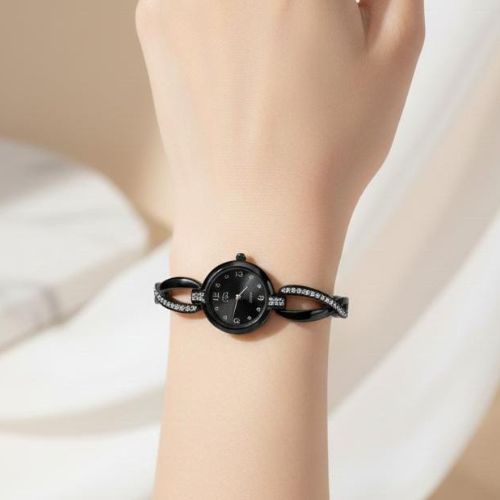 Elegant Zircon Korean Watch - Golden & Black - RTJ-181